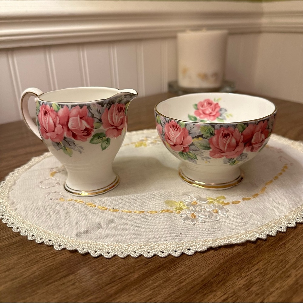 Royal Standard Rose of Sharon Creamer and Sugar Bowl Bone China Set - England